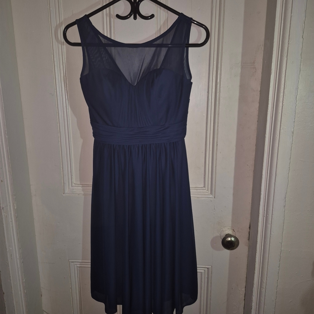 David's Bridal Midnight Blue Midi Dress